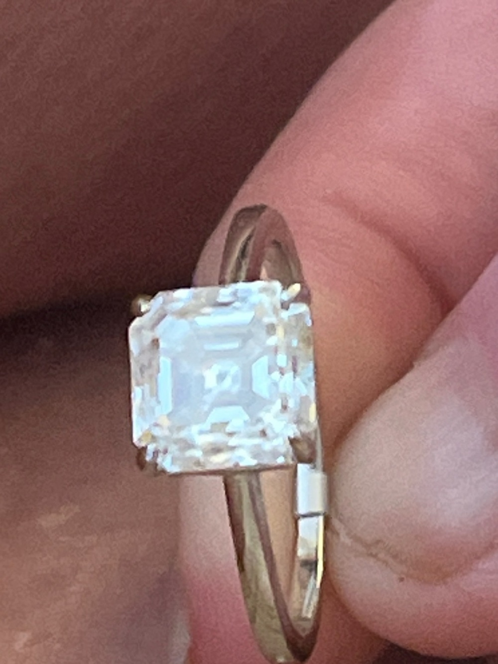Sterling silver asscher cut Mossanite ring